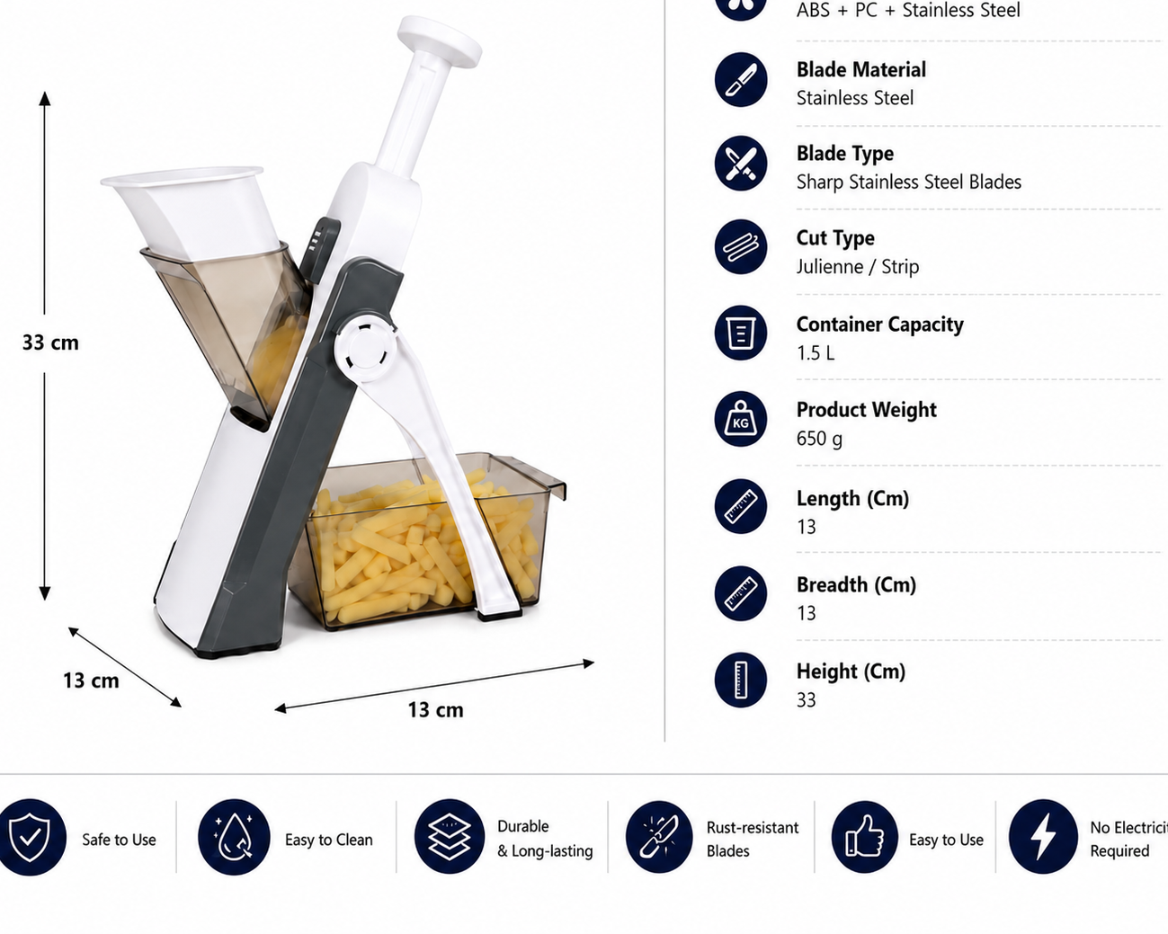 Multi Functional Time Saving Adjustable Hand Press Vegetables Chopper