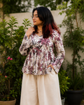 Maroon Floral Peplum Top