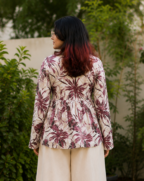 Maroon Floral Peplum Top