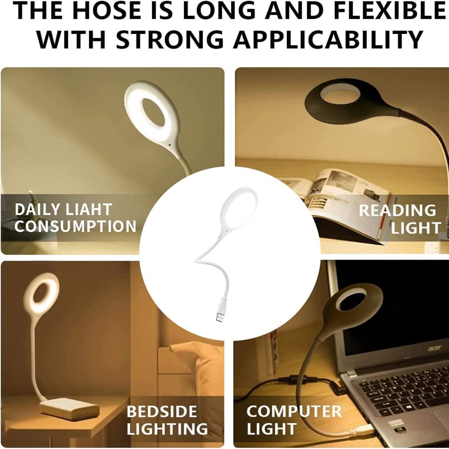 12608 Led Usb Light For Laptop 16 Led Night Lights For Bedroom Lightweight Small Led Reading Light Lamp With Flexible Neck Desk Light For Home Travel Study Office (1 Pc)